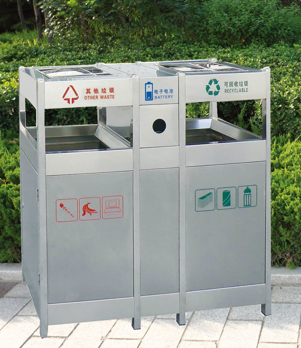 淄博不锈钢分类垃圾桶，济宁不锈钢分类果皮箱