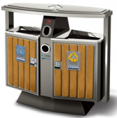 户外钢木分类垃圾桶